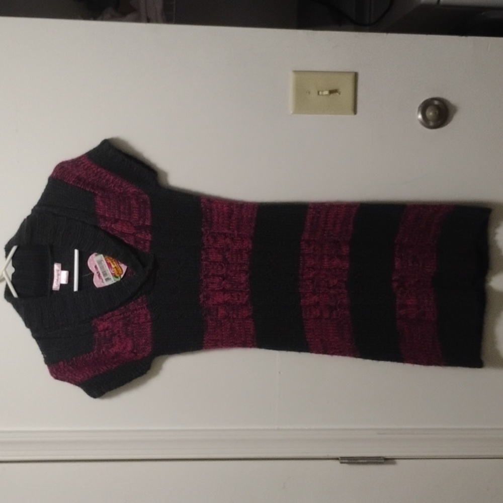 Black and Pink Striped Knit Dress